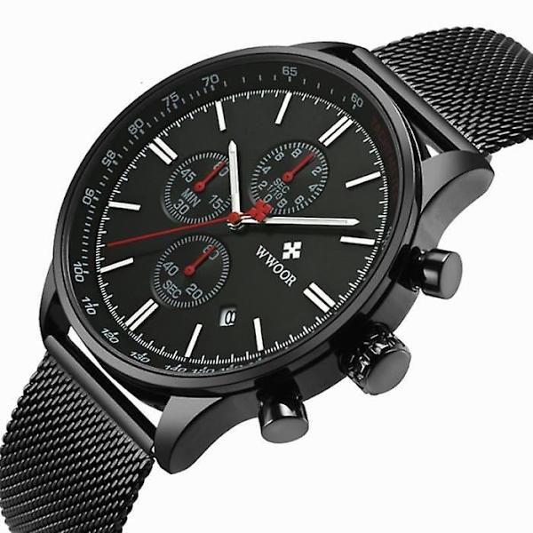 Herre Chronograph Multifunktionelt Ur Mesh Rem