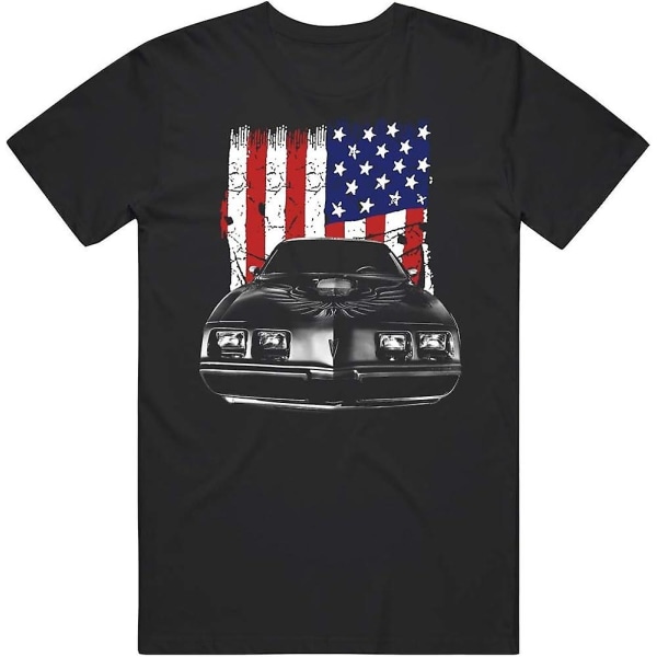 1979 Pontiac Firebird Trans Am Front Grill View With Us Flag T-shirt Black XL