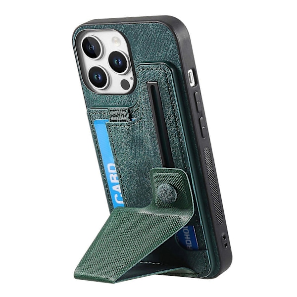 Retro læder bagcover med kortslot og sidefod til iPhone 16 Pro Max Multicolor Green
