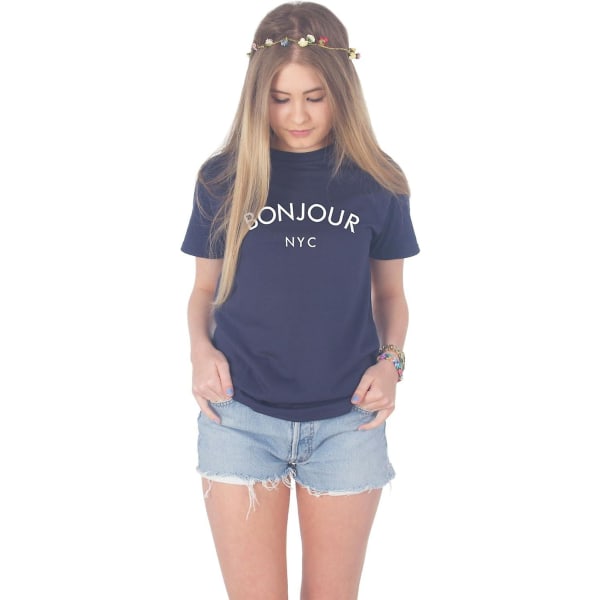 Bonjour Nyc New York City T-shirt Navy Blue M