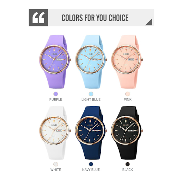Skmei 1747 Simpel Bar Skala Urskive Silikone Rem Quartz Ur Til Damer Lilla Purple