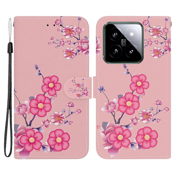 Til Xiaomi 14 Telefon Cover Mønster Print Pung Læder Cover Multicolor Sakura