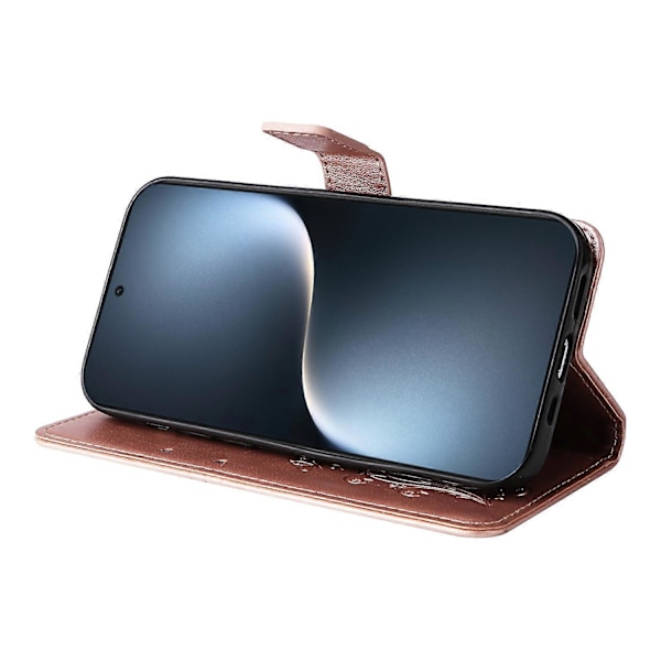 Fodral för Honor Magic7 5G, fjäril i läder, mobilskal - Roséguld