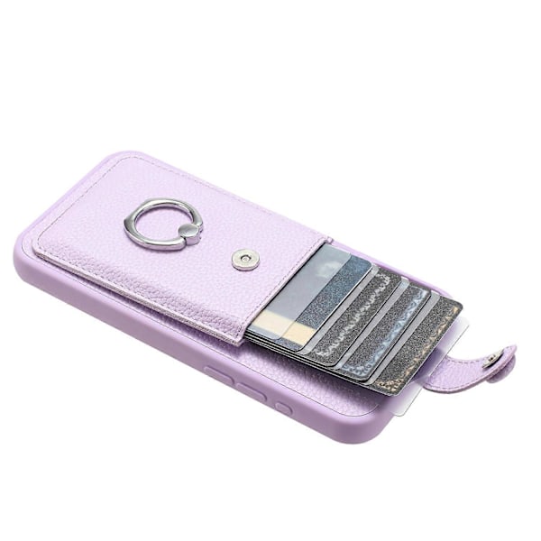 iPhone 15 Pro -kotelo, korttipaikat, nahkainen takakansi ja rengaspidike Multicolor Style F