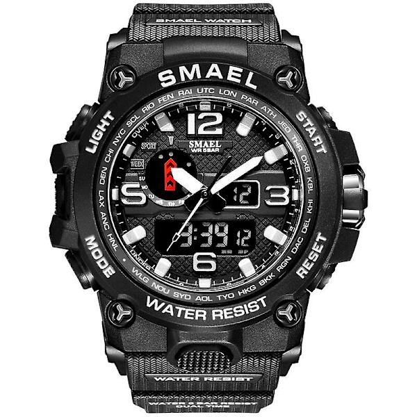 Smael Dual Display Digital Led Watch Pointer Typ Quartz Elektriska klockor Relogio Masculino Uomo Sportklocka 1545 SILVER