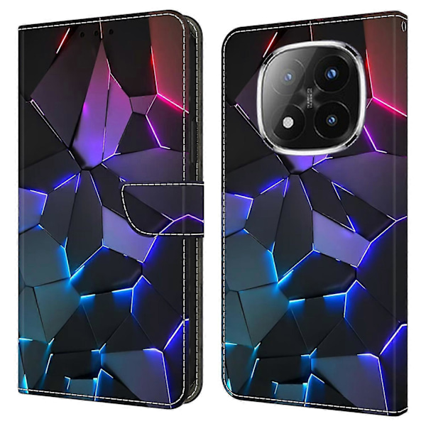 Skal för Xiaomi Redmi Note 14 Pro+ 5G med kortfack, mönstertryckt TPU+PU Läder Flip Fodral Multicolor Blue Cracks