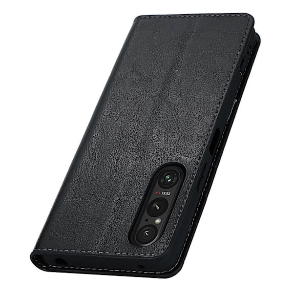Til Sony Xperia 1 V Stand Flip Wallet Ægte Koskind Læder Cover Telefon Etui Multicolor Style A