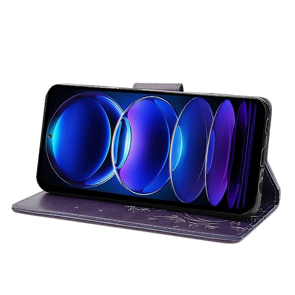 För Xiaomi Redmi Note 12 Pro+ 5G Ställ Telefonfodral PU Läder Blomma Fjäril Präglat Plånboksfodral Multicolor Style F