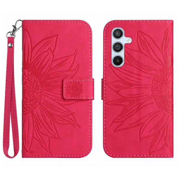 För Samsung Galaxy A35 5G Mobilskal Handledsrem Plånbok Solros Skydd Multicolor Style I