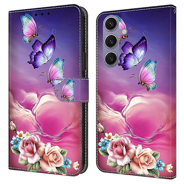 Skal för Samsung Galaxy S25+ Mönstertryckt Skyddande Fodral TPU+PU Läder Flip Telefonfodral Multicolor Style M
