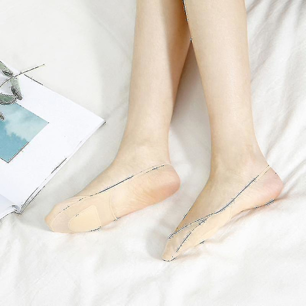 4 par slingback liner damstrumpa Framfot Vadderade tåklädda Low Cut No Show strumpa White