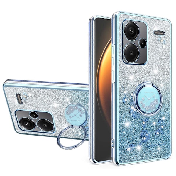 KADEM Skal för Xiaomi Redmi Note 13 Pro+ 5G Ringstativ TPU Blommor Telefonskal Gradient Glitter Multicolor Blue