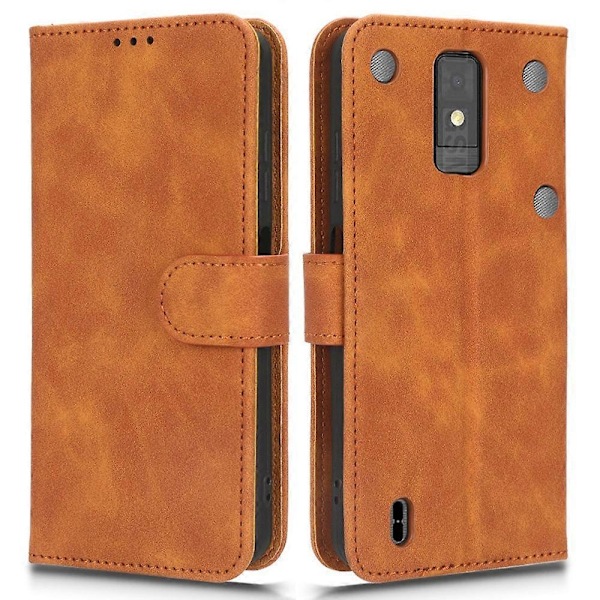 För ZTE Blade A32 PU Läder Telefonfodral Plånbok Hud-känsla Ställ Skydd Multicolor Style E