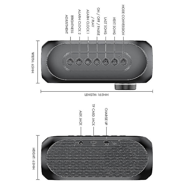 Vækkeurradio til soveværelset med farverige natlamper, hvid