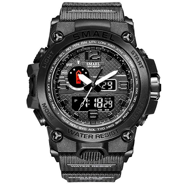 Smael 1545d Nattljus Vattentät Outdoor Watch Röd Black