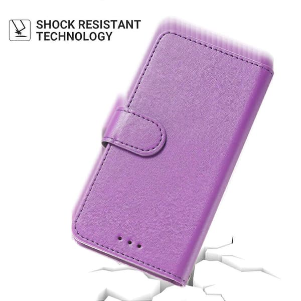För iPhone 15 Anti-fall Enfärgad PU Läder Plånboksfodral Vikbart Ställ Mobilskal Multicolor Style C