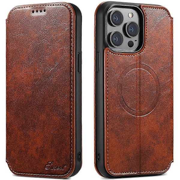 SUTENI J05 Telefoncover til iPhone 13 Pro Max Kompatibelt med MagSafe PU Læder Stand Wallet Cover Multicolor Style D