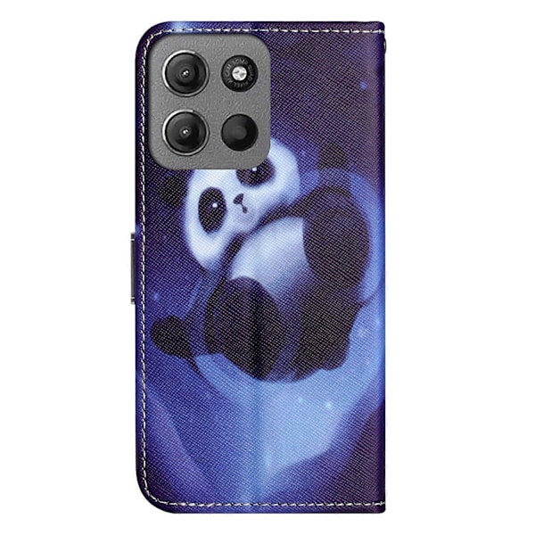 Motorola Moto G15 4G/G15 Power 4G -kotelo, kuvioitu PU-nahkainen lompakkokotelo, ristikkäinen tekstuuri Multicolor Panda