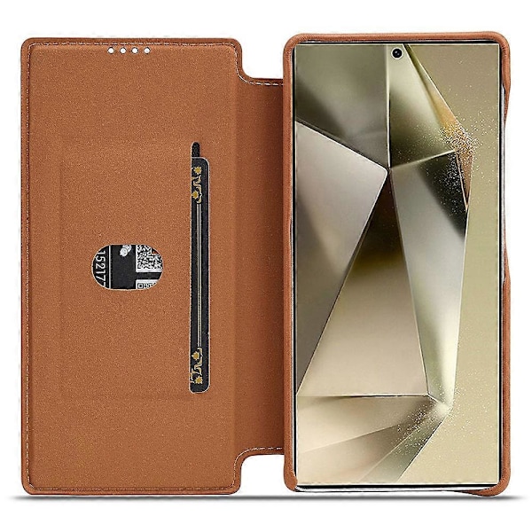 LC.IMEEKE Etui til Samsung Galaxy S25+ med Kortholder, Stativ og Læder Telefoncover Multicolor Brown