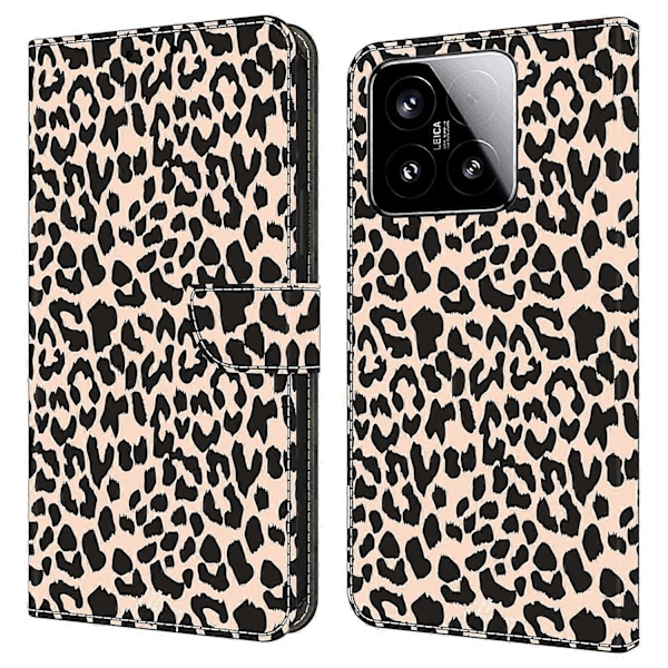 För Xiaomi 15 Fodral med Kortfack Mönstertryckt TPU+PU Läder Flip Telefonfodral Multicolor Leopard Print