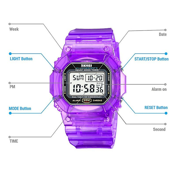 Skmei 1999 Outdoor Sports Transparent Shell Watch 1999 Vit White