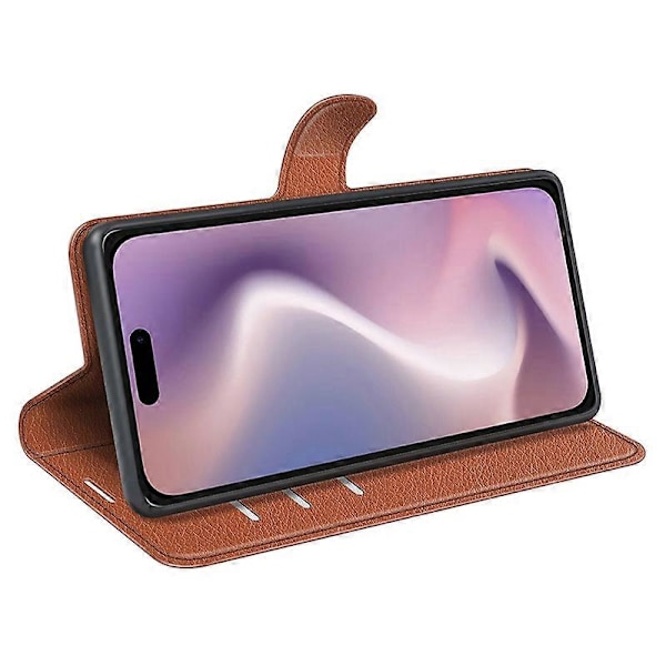 Lædercover til iPhone 16 Pro Max Wallet Case med Litchi-tekstur Multicolor Style I