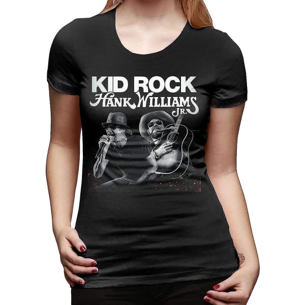 Kid Rock Hank Williams Jr skjorta dam kortärmad rund hals t-shirts Topsadult, S-3xl Black 3XL
