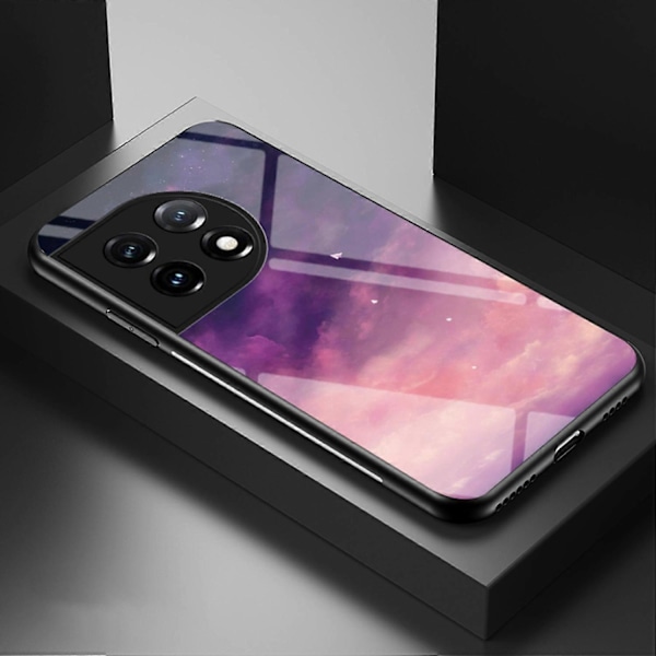Mobilskal för OnePlus 11 5G, Härdat Glas+PC+TPU Stjärnhimmel Mönster Tryck Skyddande Skal Multicolor Style E