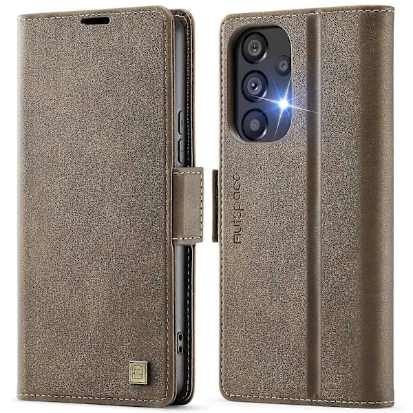 Samsung Galaxy A33 5G -kotelo AUTSPACE A11 RFID-suojattu retro nahkainen matkapuhelinlompakkokotelo Multicolor Brown