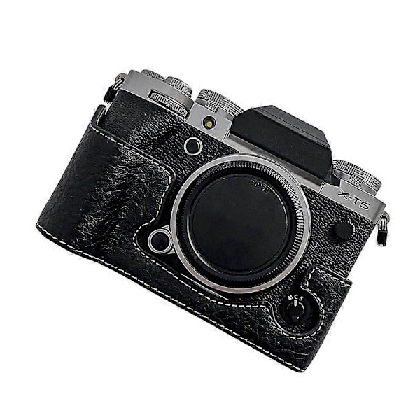För Fujifilm X-T5 Buffeltextur Kamera Bottenfodral Flanellfoder Halvkroppsskydd Multicolor Style D