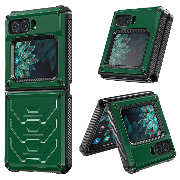 För Motorola Moto Razr 2022 5g Rugged Series Stötsäker TPU-ram + PC-baksida Case Cover Green