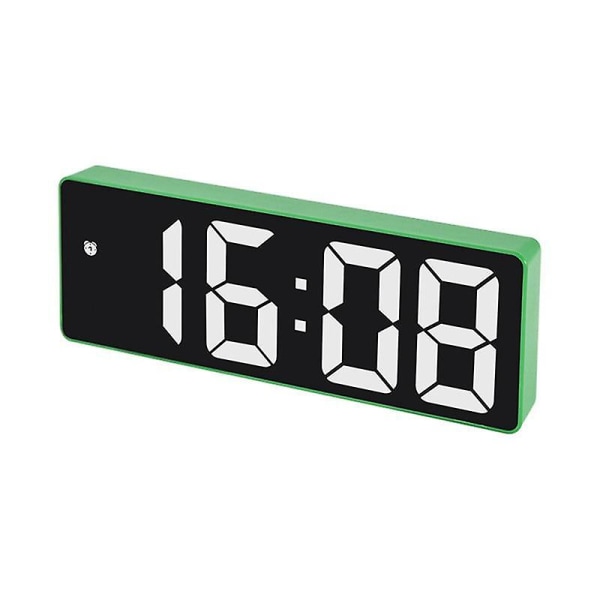 Digital väckarklocka, LED-klocka för sovrum, elektronisk skrivbordsklocka med temperaturdisplay, Smal Green