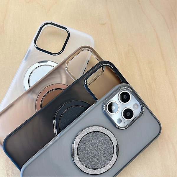iPhone 16 Pro Max Magneettinen Suojakotelo Pyörivällä Jalustalla Aaltoileva TPU+PC Puhelinkuori Multicolor Matte White