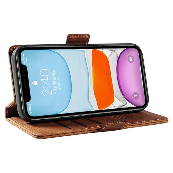 YIKATU YK-005 PU Læder Flip Cover til iPhone 11, Wallet Stand Hud-berørings Telefon Cover Multicolor Style C