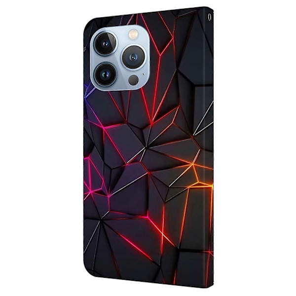 Til iPhone 16 Pro Max Etui Mønsterprintet Beskyttelsescover TPU+PU Læder Flip Telefon Etui Multicolor Style C