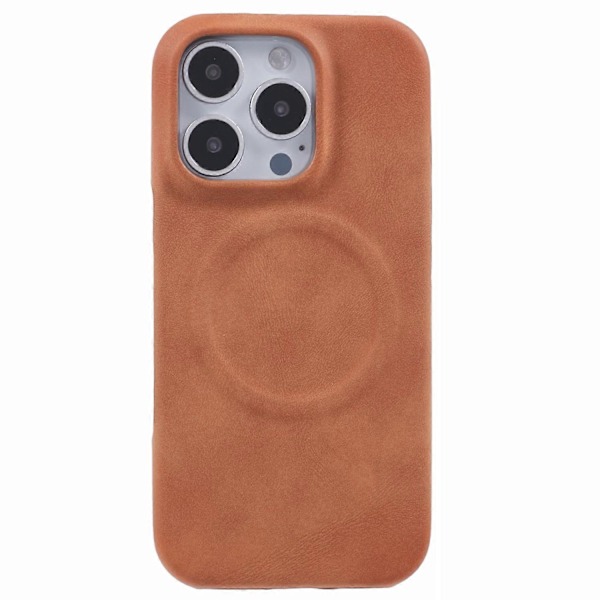 Til iPhone 16 Pro Max Cover Kompatibel med MagSafe Hud-Touch Læder+PC Bagside - Grå Multicolor Yellow