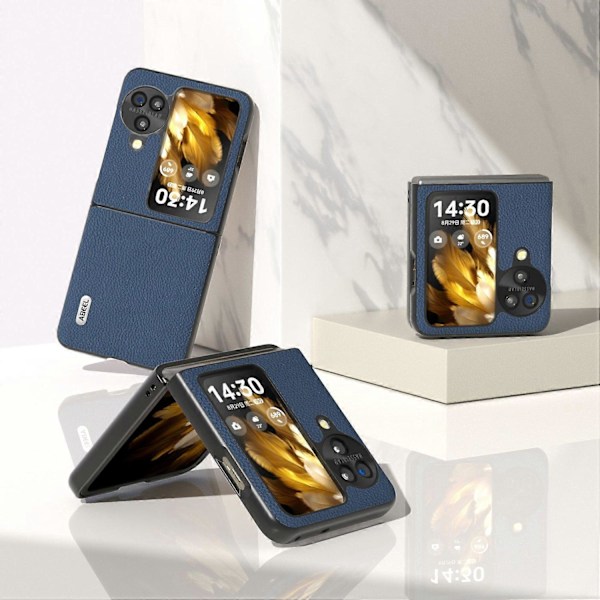 Ægte læder+PC beskyttende telefoncover til Oppo Find N3 Flip 5G Multicolor Style D