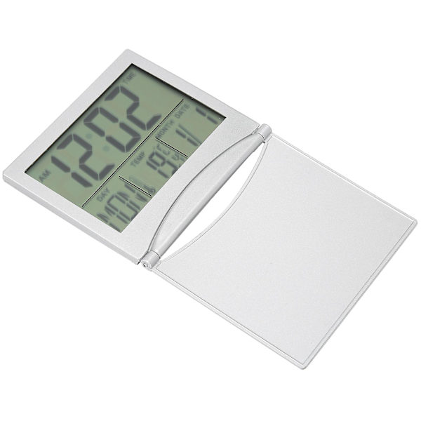 Elektronisk Kompakt Bord Vækkeur Foldbar Kalender Temperatur Timer Ur Til Rejser
