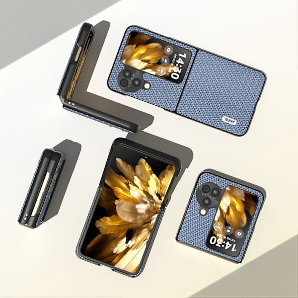 Oppo Find N3 Flip 5G PU-nahkapäällysteinen PC-kotelo hiilikuitukuvioinen suojapuhelinkotelo Multicolor Style D
