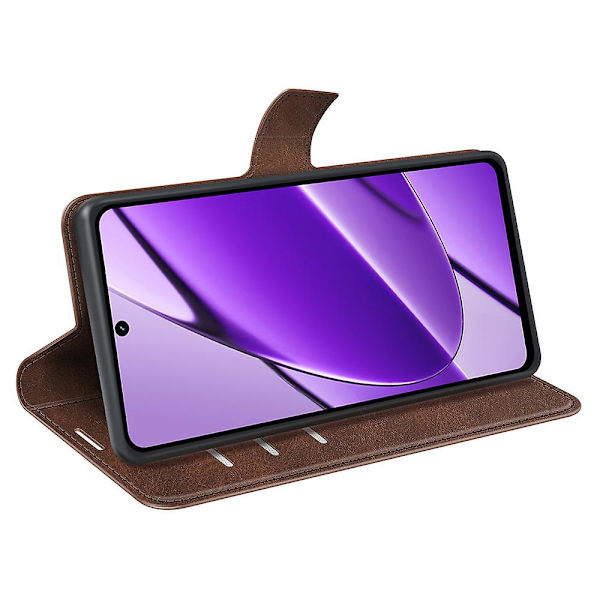 För Realme 11x 5g Phone case Plånboksställ Pu Läderskal Kalvstruktur Fullt skydd Cover Brown