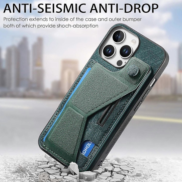 iPhone 16 Pro -kotelo, retro nahkainen takakansi, korttipaikka, sivutuki Multicolor Green