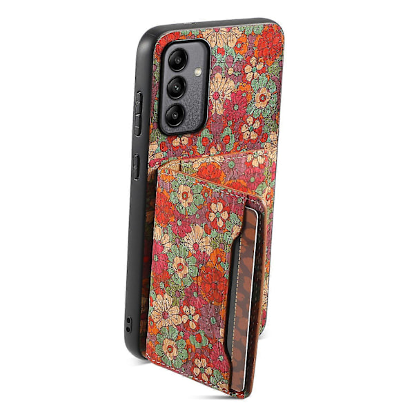 Samsung Galaxy A05s 4G -kotelo, värikäs kukkakuvioinen nahkainen takakansi korttipidikkeellä ja jalustalla Multicolor Style D