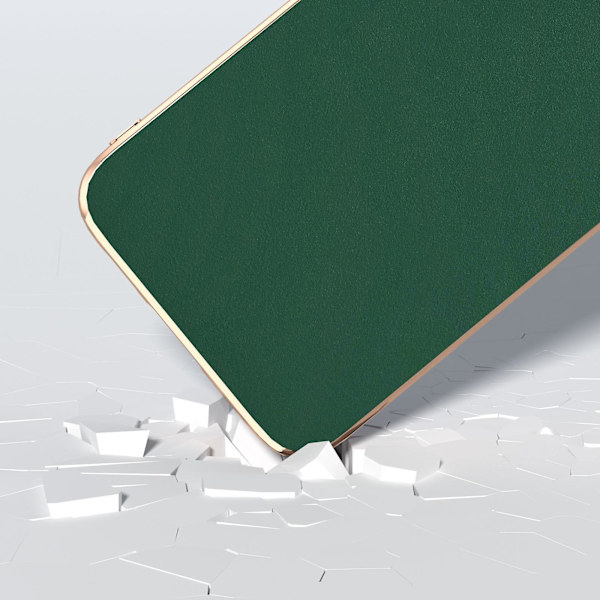 Til Samsung Galaxy S23 Fe Nano Elektroplettering Telefon Cover Silkeagtig Koskind Læder Belagt Tpu+pc Cover Green
