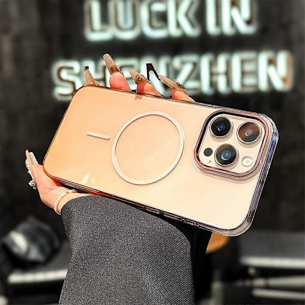 Magnetiskt skal för iPhone 15 Pro, gradientfärg, hårt PC-skal Multicolor Desert Gold