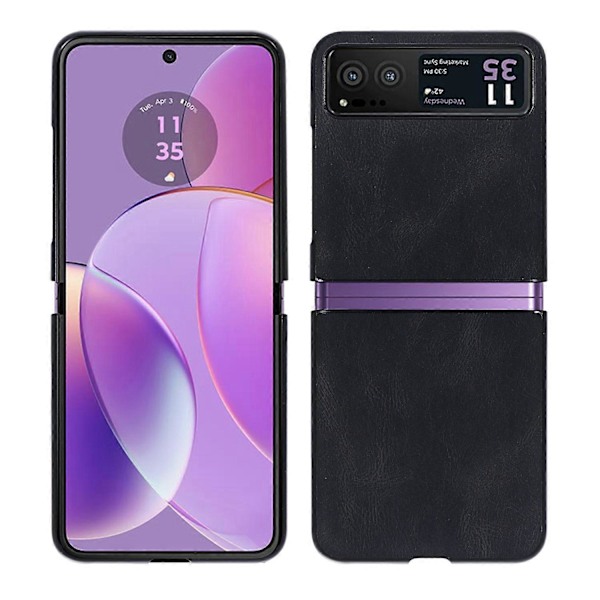 Til Motorola Razr 40 5G PU Læder+Hård PC Skal Retro Tekstur Stødsikkert Telefoncover Multicolor Style A