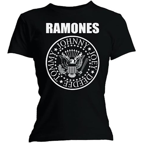 Ripleys Clothing Ramones 'seal' Dame T-shirt med figursyet pasform Black M