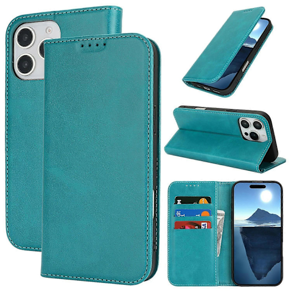 För iPhone 16 Pro Fodral PU Läder Kalvtexturerad Magnetisk Stängning Smart Telefonskydd Multicolor Style G