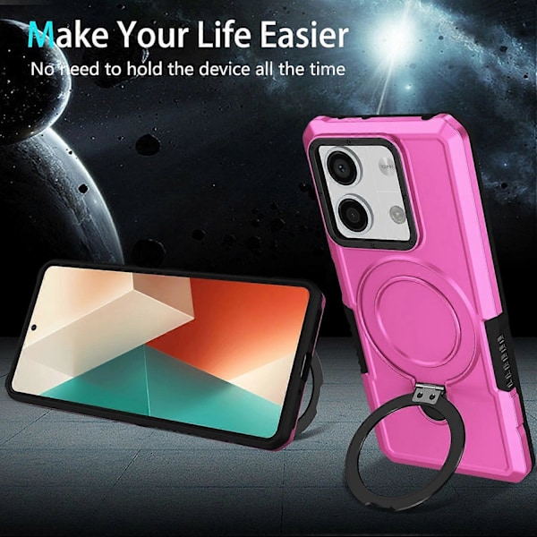 Skal med ringhållare och stativ i TPU+PC för Xiaomi Redmi Note 13 5G Multicolor Style D