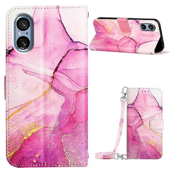 YB Pattern Printing Leather Series-6 Sony Xperia 5 V -kotelo PU-nahkaa+TPU-puhelinkuori Multicolor Style F