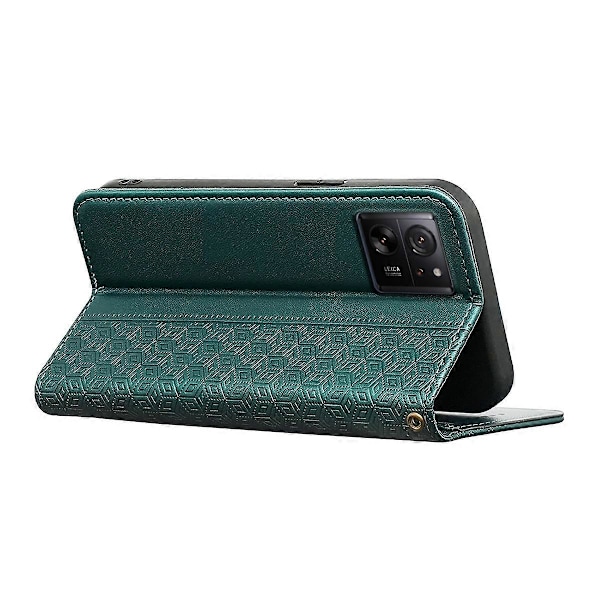 För Xiaomi 14T Plånboksfodral Stark Magnetisk Rutmönstrad Präglad Läder Flipfodral- Multicolor Green